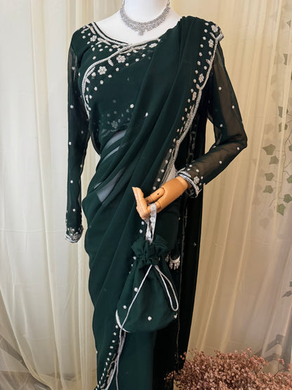 Boutique Saree Handwork - Green