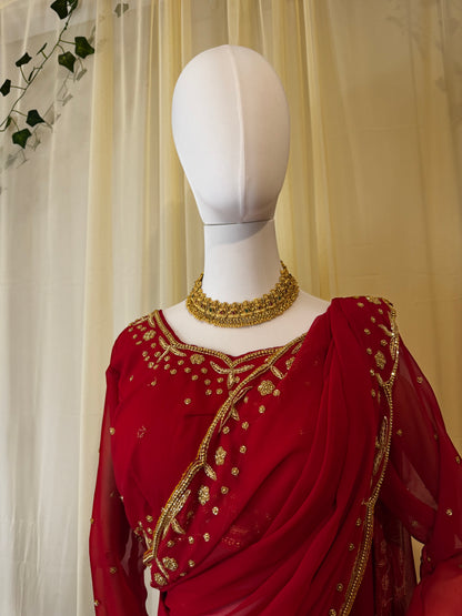 Boutique Saree Handwork - Red